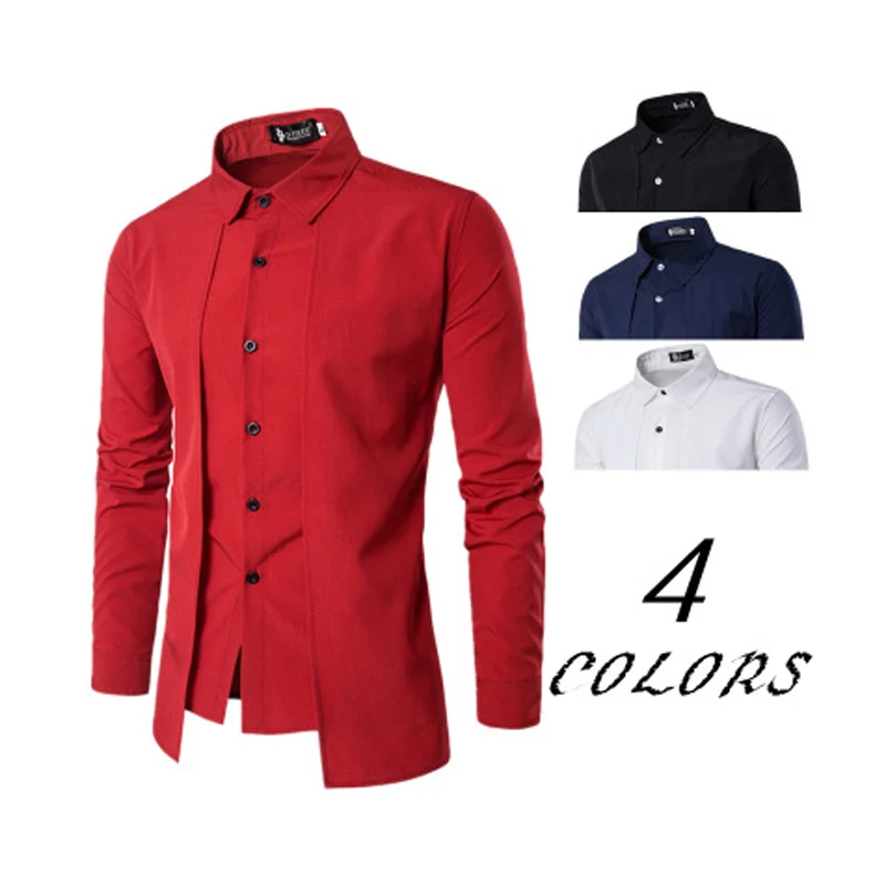 

Summer Tuxedo Men's Hawaiian Shirts Cufflinks Long Sleeve Mens Streetwear Men Dress Casual Slim Fit Formal Shirt Clothing 2019
