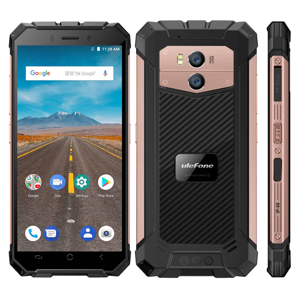 Ulefone Armor X Водонепроницаемый IP68 смартфон 5," HD+ 18:9 четырехъядерный 5500 мАч Android 8,1 2 ГБ+ 16 Гб 13MP NFC Беспроводной зарядный телефон - Цвет: Rose Gold