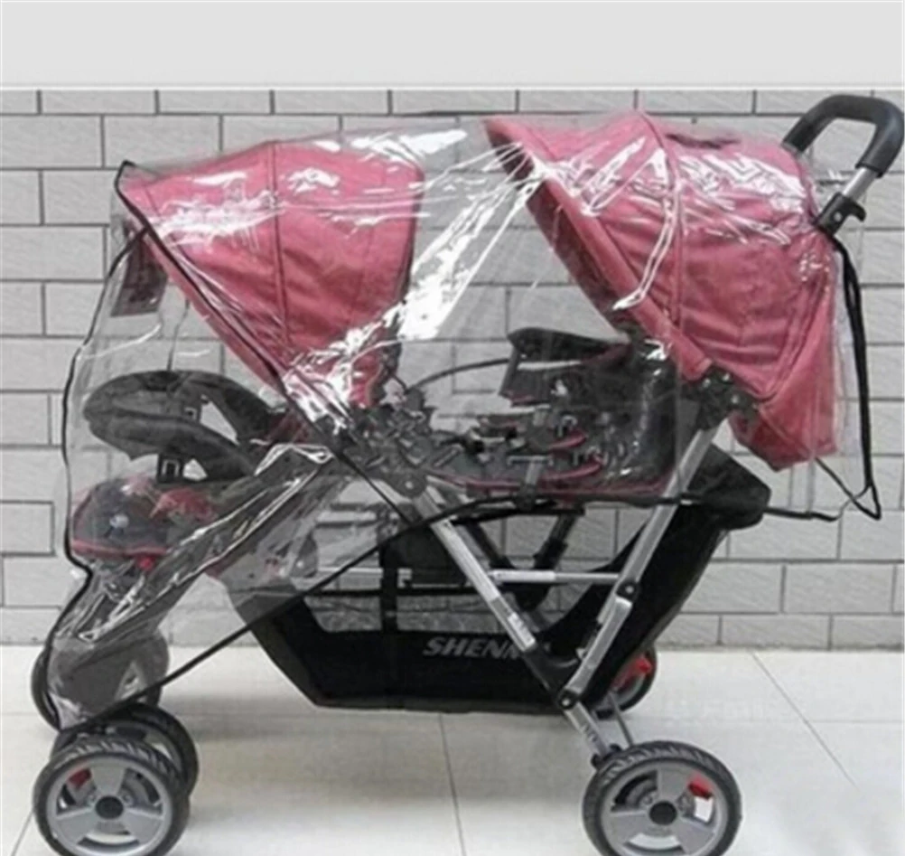 Непромокаемый чехол для коляски с защитой от дождя, водонепроницаемая детская коляска для близнецов, дождевик, детская коляска, двойные аксессуары для коляски - Цвет: as picture