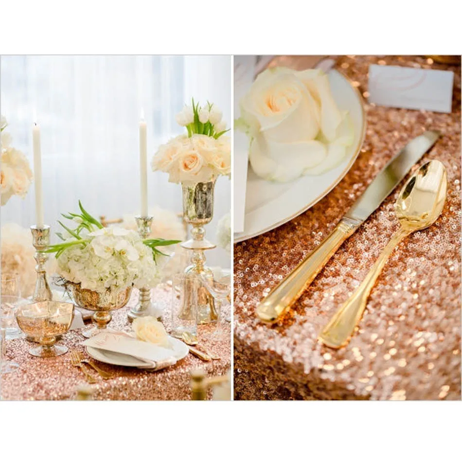 120x200 سنتيمتر/120x400 سنتيمتر مجموعة ترتر براقة سماط مستطيل-روز الذهب مفرش طاولة من الترتر ل الزفاف عيد الميلاد حزب الديكور