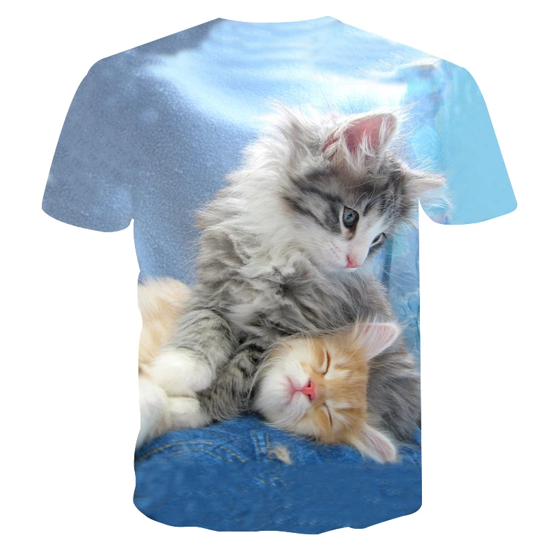 Модная новинка, крутая футболка для мужчин/женщин, 3d Футболка с принтом двух котов, короткий рукав, летние топы, футболки, футболка для мужчин, M-5XL