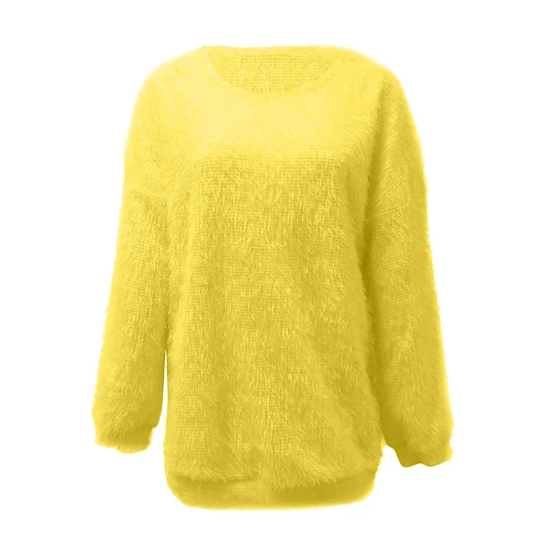 Candy Colors Pullover Plus Size Loose Knitted Sweater Warm Latern Long Sleeve Sweater Casual Solid Jumpers Ladies #F#40NV01 (17)