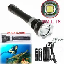 Hot Diving Flashlight 3800LM XM-L T6 LED Waterproof Torch lantern Underwater Dive Lamp Light+2×18650 battery+charger