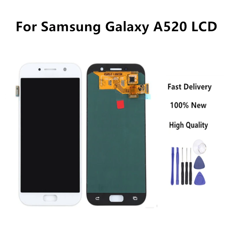 

100%Original For Samsung Galaxy A5 2017 LCD A520 SM-A520F LCD Display Digitizer Touch Screen Lightness Adjustable+Tools