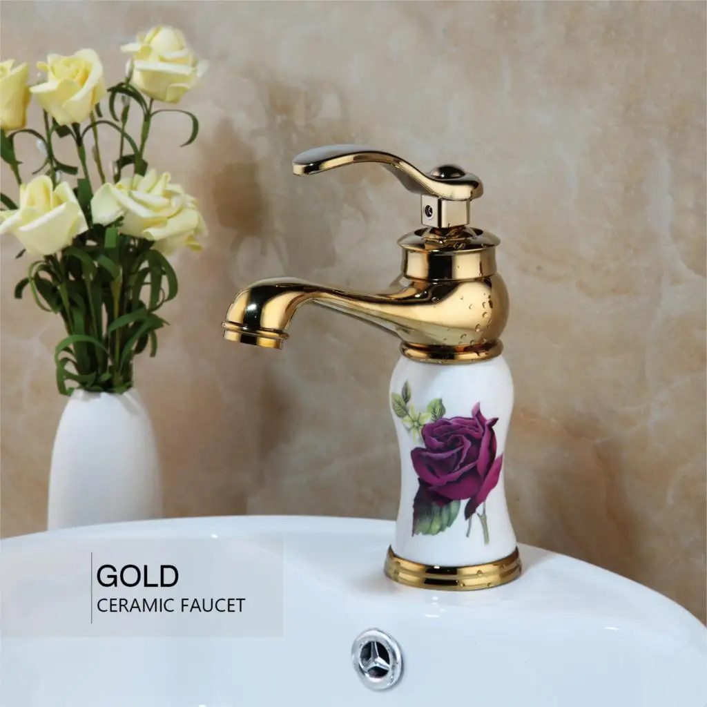 KEMAIDI Золотой полированный столешница для ванной кран для умывальника поворотный кран с одной ручкой смеситель для горячей и холодной воды - Цвет: 92636-2