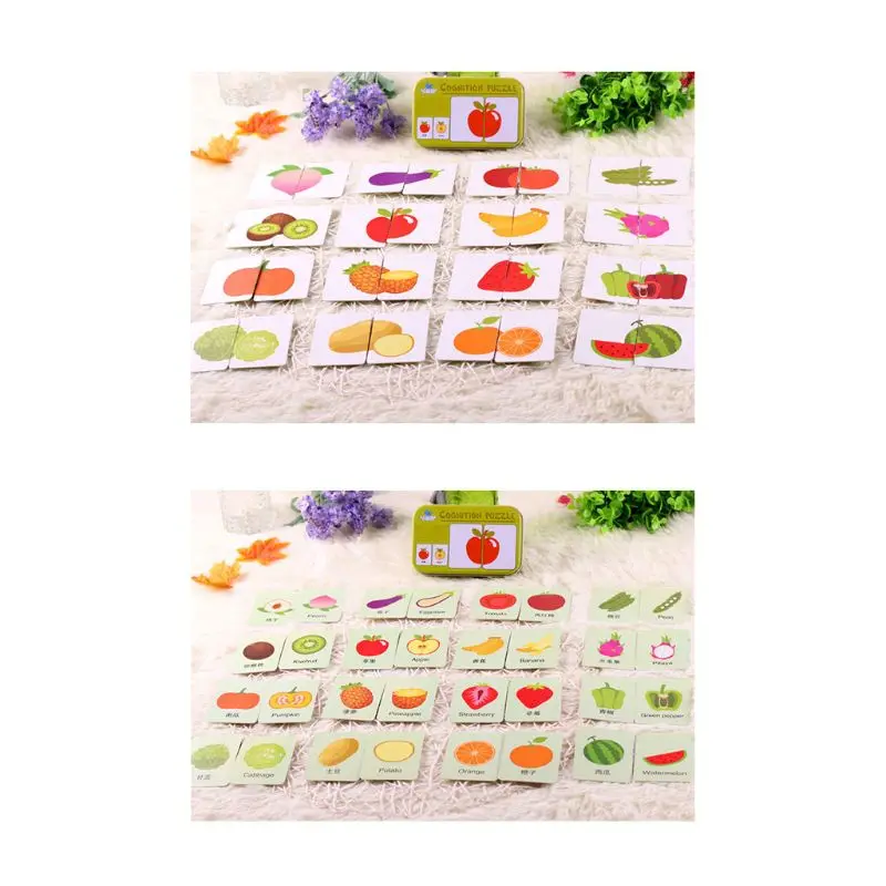 

Kids Manual Jigsaw DIY Paper Cards Cartoon Children Early Educational Toy English Letters Spelling Tool