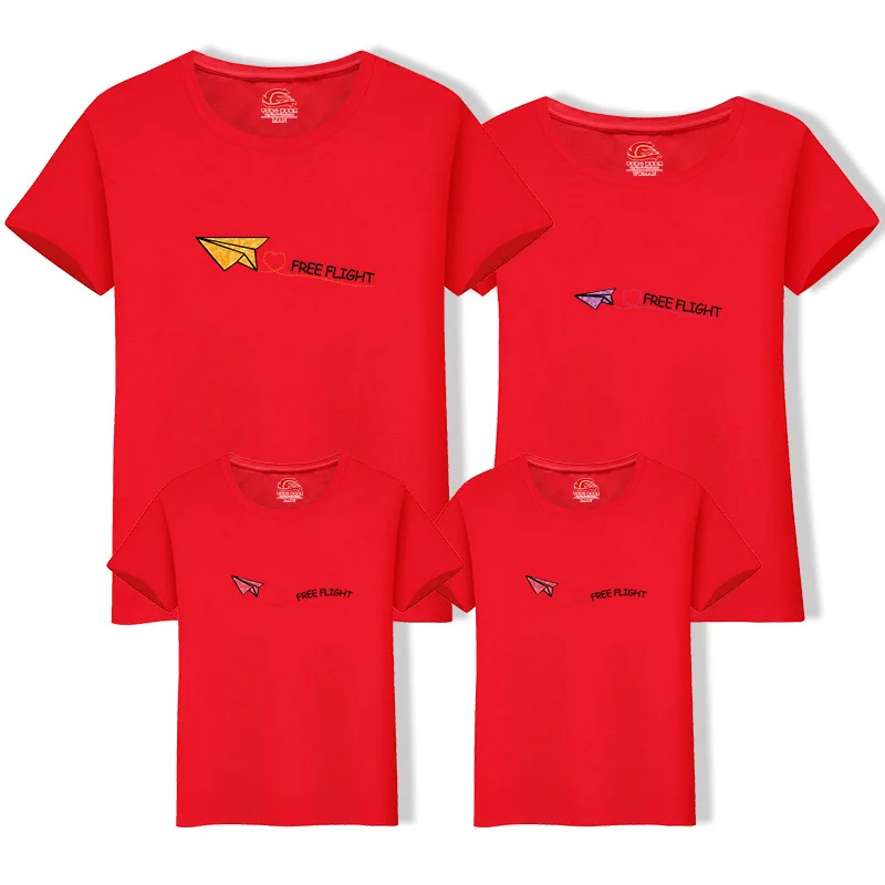 Одинаковые комплекты для семьи летняя футболка с короткими рукавами верхняя одежда из хлопка для мамы папы, сына, дочки платье Бумага