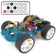 4WD Smart Roboter Auto Kit Drahtlose IR Fernbedienung mit Summer Modul Gummi Rad Getriebe Motor / Tutorial Kompatibel für arduino