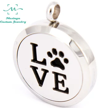 

10pcs mesinya plain pet love(30mm) Aromatherapy / Essential Oil surgical Stainless Steel Perfume Diffuser Locket Necklace