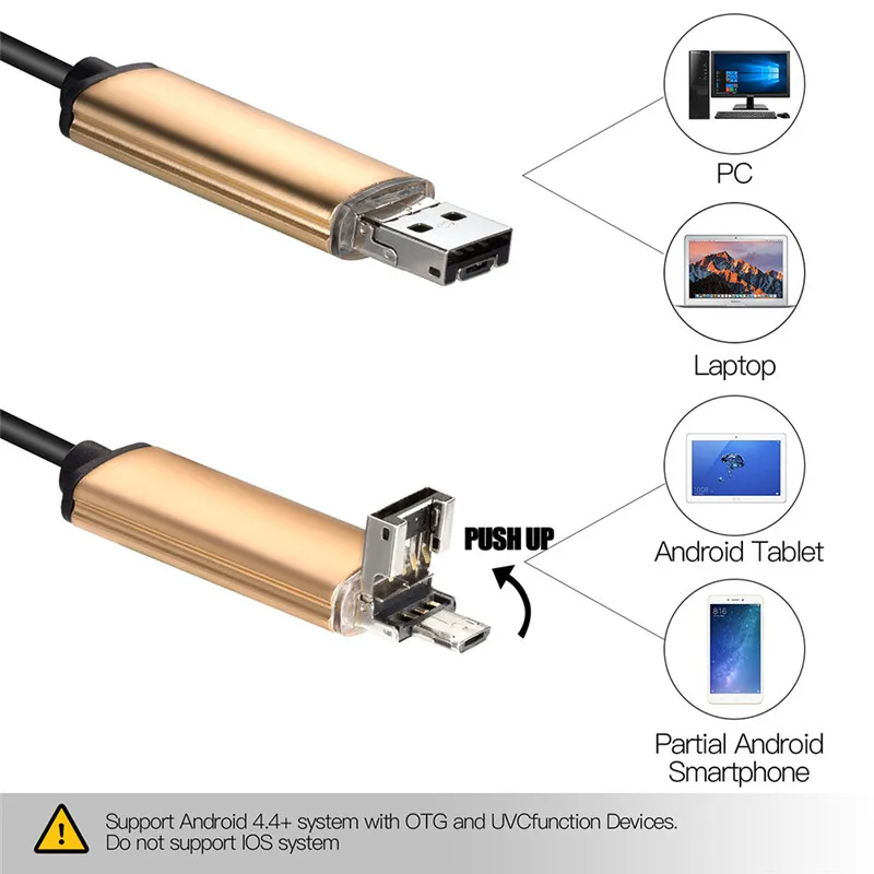 USB эндоскоп 2 в 1 USB и Micro USB змея трубка и USB бороскоп Endoscopio 7 мм инспекция микро камера для ПК смартфон