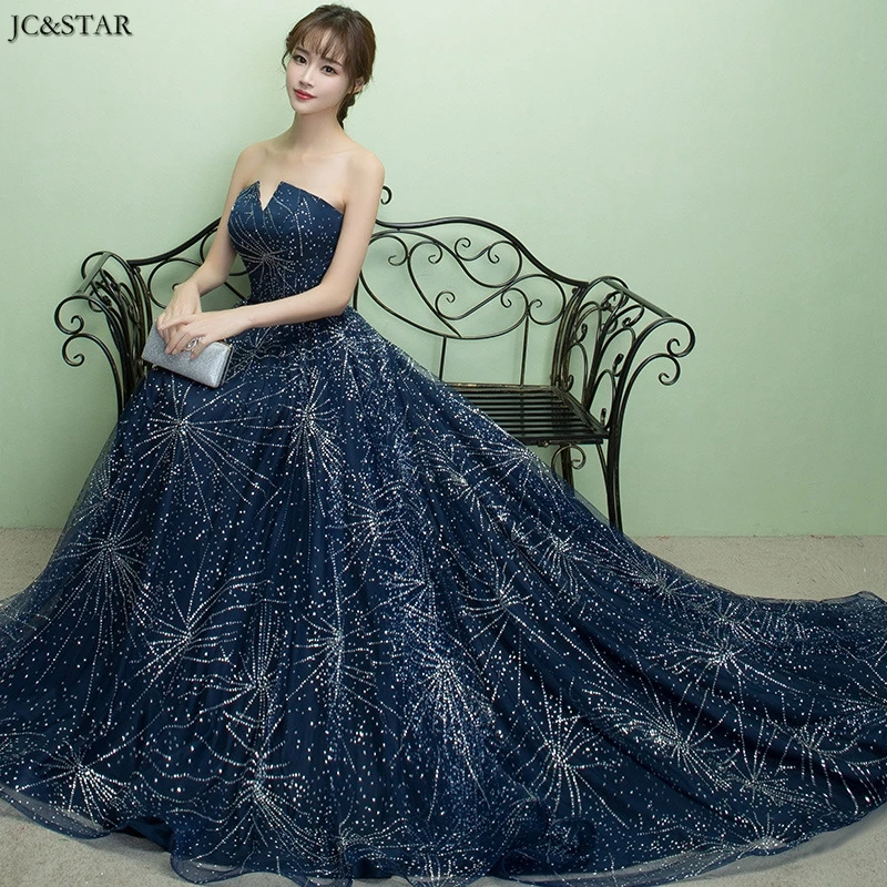 Buy JC&STAR Navy Blue Bridesmaid Dresses A line Long