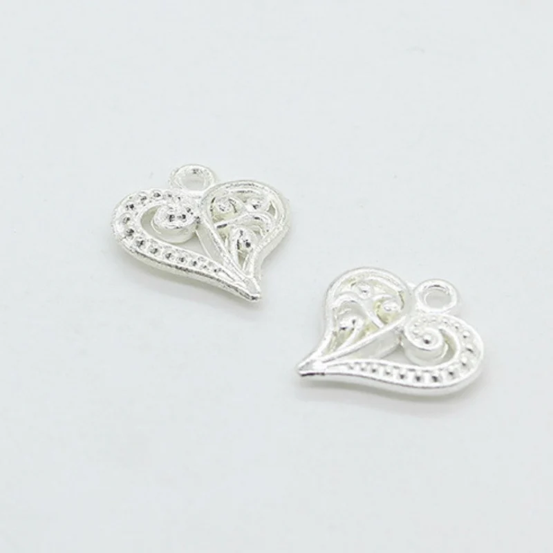 REGELIN 15*14mm 50pcs/lot Antique gold/silver/Bronze Hearts Love Shape Charms Small Metal Leaf DIY Jewelry Findings Accessories