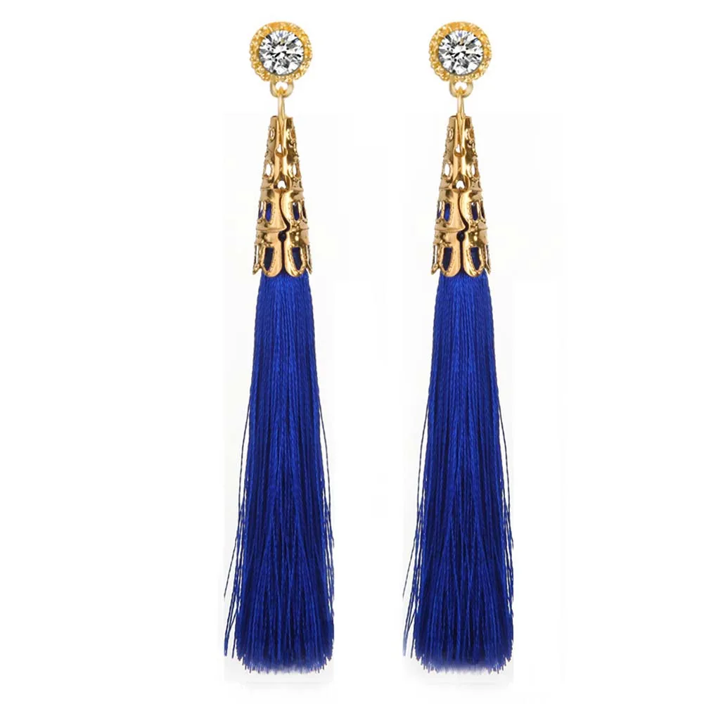 Buy Bohemian Long Tassels Drop Earrings Crystal Women
