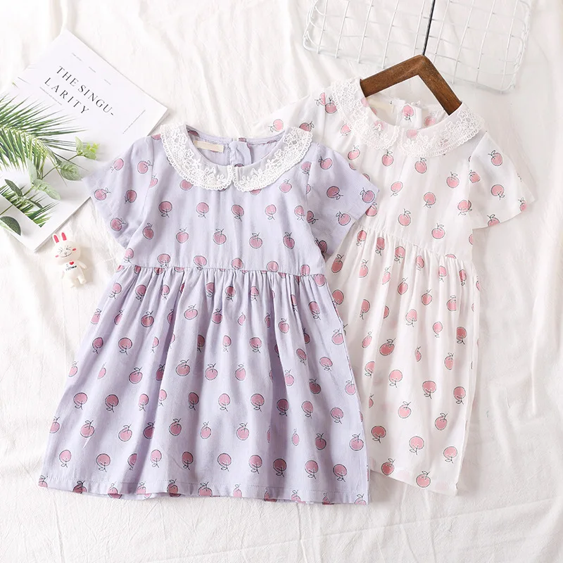 

Summer Girls Apple Print Dress Children's Wear Wholesale