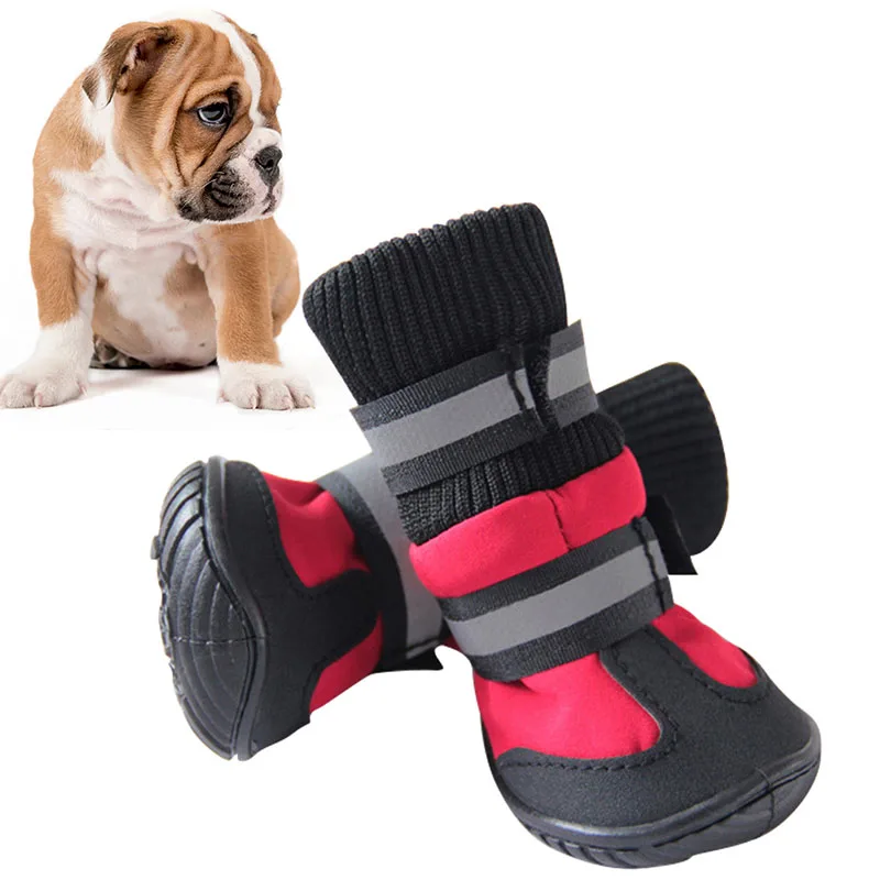 Теплая спортивная обувь из искусственной кожи для крупных больших собак; зимние водонепроницаемые ботинки martin для собак и щенков; нескользящая золотистая обувь для дождливой погоды