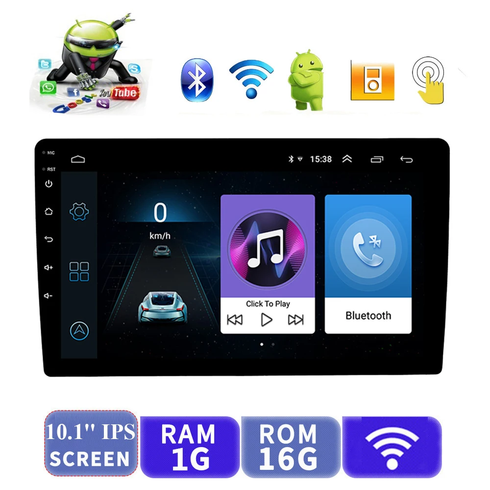 

10.1" Universal Car Radio 2 din Android 8.1 Car Stereo No DVD Player GPS Navigation WIFI Bluetooth Mirror Link Support Rear View