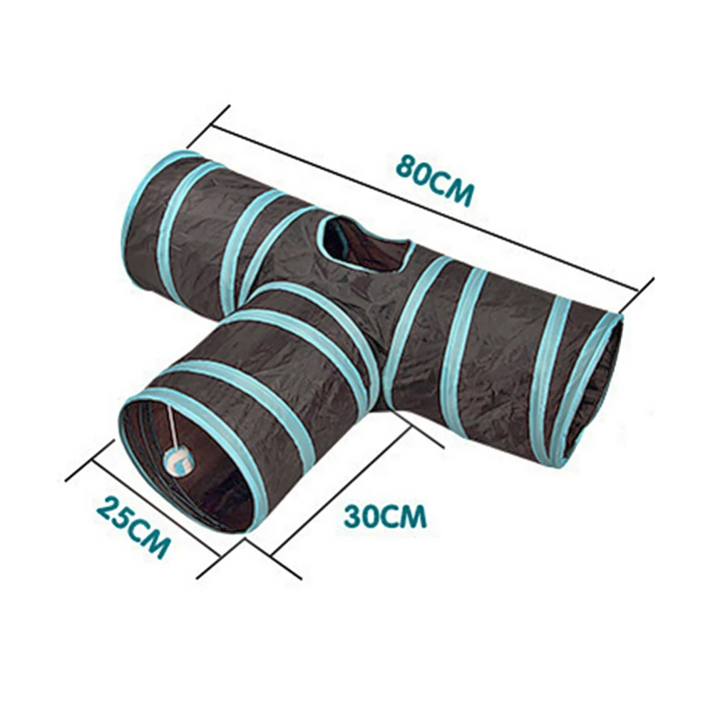 3 Holes Foldable Pet Cat Tunnel Indoor Outdoor Cat Folding Training Tool T-joint for Cat Rabbit Animal Play Tunnel Tube T-joint