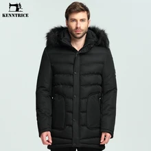 KENNTRICE Новая модная брендовая качественная меховая теплая черная зимняя парка с капюшоном мужское длинное пальто водонепроницаемые пальто мужские куртки