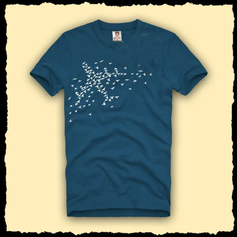 Мужская футболка с рисунком птицы, самолета, природы, пилота, художественная футболка, новинка, креативный Летний стиль, хлопковая футболка на заказ - Цвет: 1