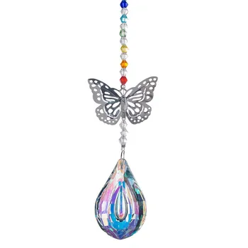 

H&D 63mm Handmade Butterfly Suncatcher Crystal AB Prism Dops For Window Rainbow Maker Hanging Suncatcher Home Wedding Decoration