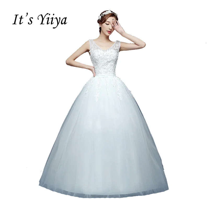 

2017 V-neck Plus size White Bride Princess Fashion Vestidos De Novia Bride Wedding Ball Gowns Cheap Wedding Frocks HS227
