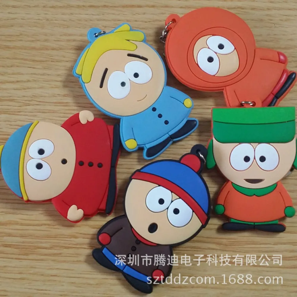 

South Park Cartoon PVC key chain Stan Marsh Kyle Broflovski Kenny McCormick cosplay silicona para llaves fashion Keyring Jewelry