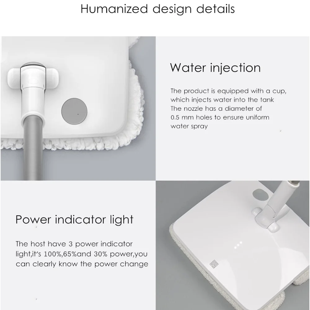 Xiaomi Mijia SWDK-D260 Wireless Handheld Electric Floor Wiper Washers LED Light Built-in 2000mAh Battery with Mops DC 12V
