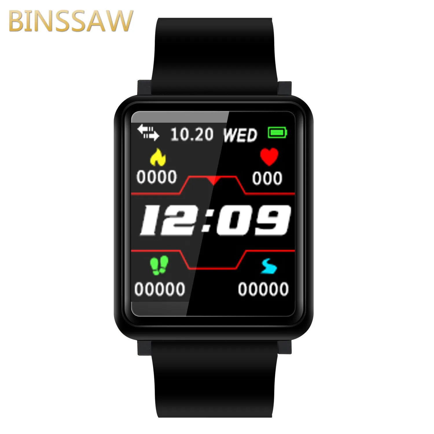 

BINSSAW Fitness Sport Smart Bracelet Heart Rate Tracker Waterproof Color Screen Pedometer Tracker Bluetooth Smart Wristband+BOX