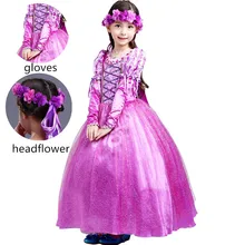 Детские платья Рапунцель принцессы для девочек, Длинные вечерние бальные платья, одежда для детей, костюм для костюмированной вечеринки на Хэллоуин