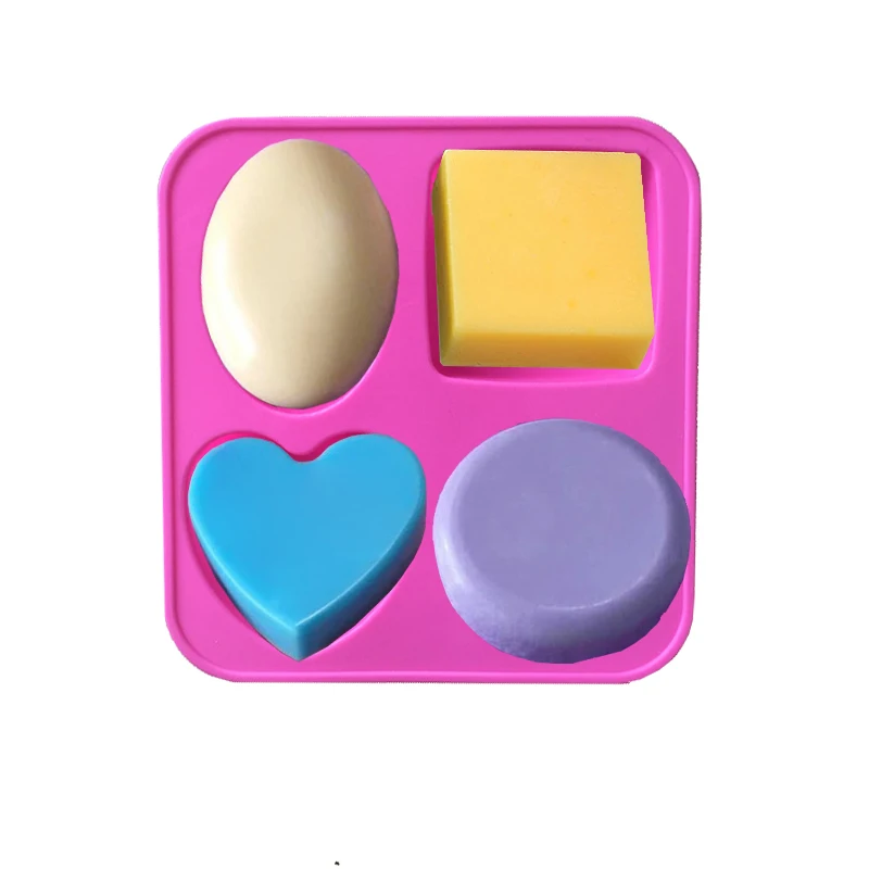 

Four Round Heart Square Oval Silicone Soap Molds Cake Decorating Tools Chocolate Gum Paste Fondant Muffin Baking Soap Molds 1PCS