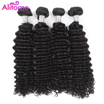 

Alitomo Peruvian Deep Wave Bundles 100% Human Hair Bundles 1 PC 8-26inch Non Remy Hair Weave Extension Can Buy 4 Bundles
