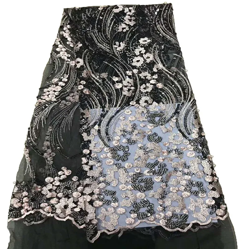 

Superior quality Nigerian mesh lace fabric with sequin Special wedding dress sequined Tulle lace fabric HJ804-2