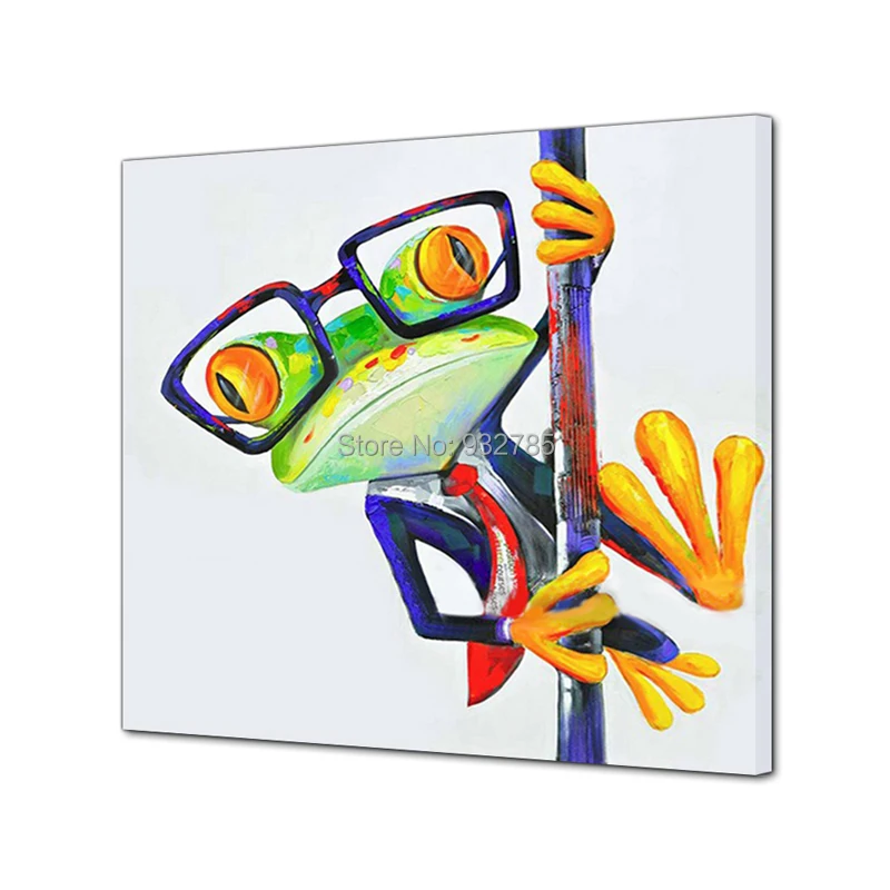 Large-Animal-Hand-Painted-Oil-Painting-Glasses-Frog-Funny-Cute-Modern-Pictures-Wall-Art-Home-Decor (4)