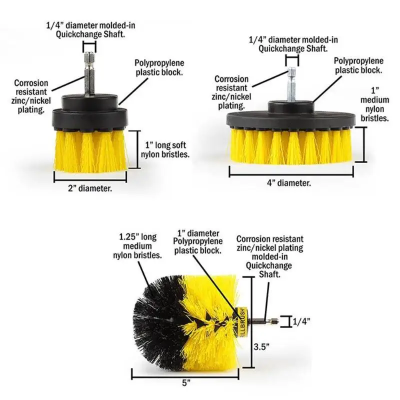 3 шт. электрическая дрель чистящие щетки мощность скруббер щетка дрели авто чистящие инструменты для поверхностей ванной комнаты ванна душевая плитка