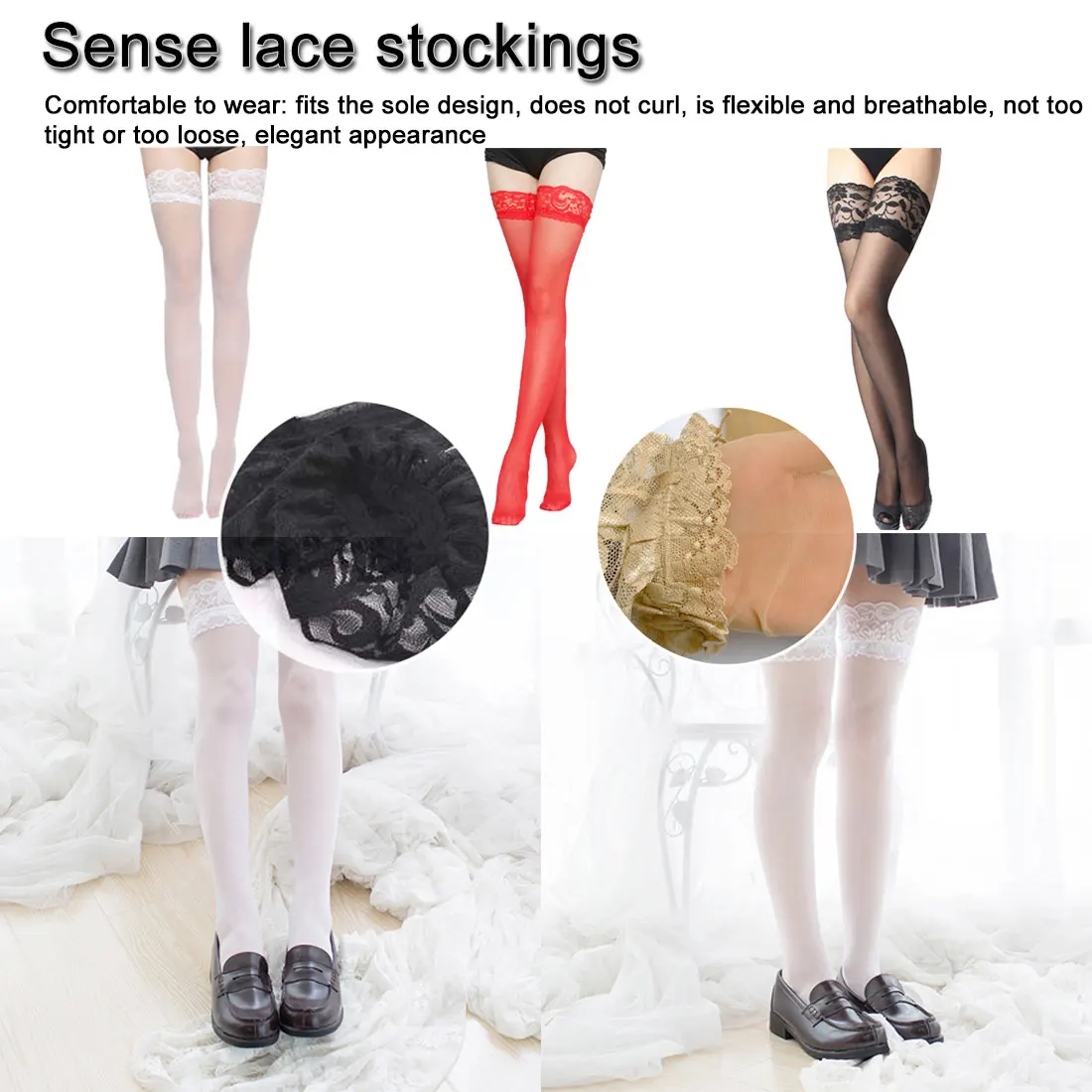 

Women's Sexy Stocking Sheer Lace Top Thigh High Adult Stockings Nets Pantyhose For Women Female Stockings