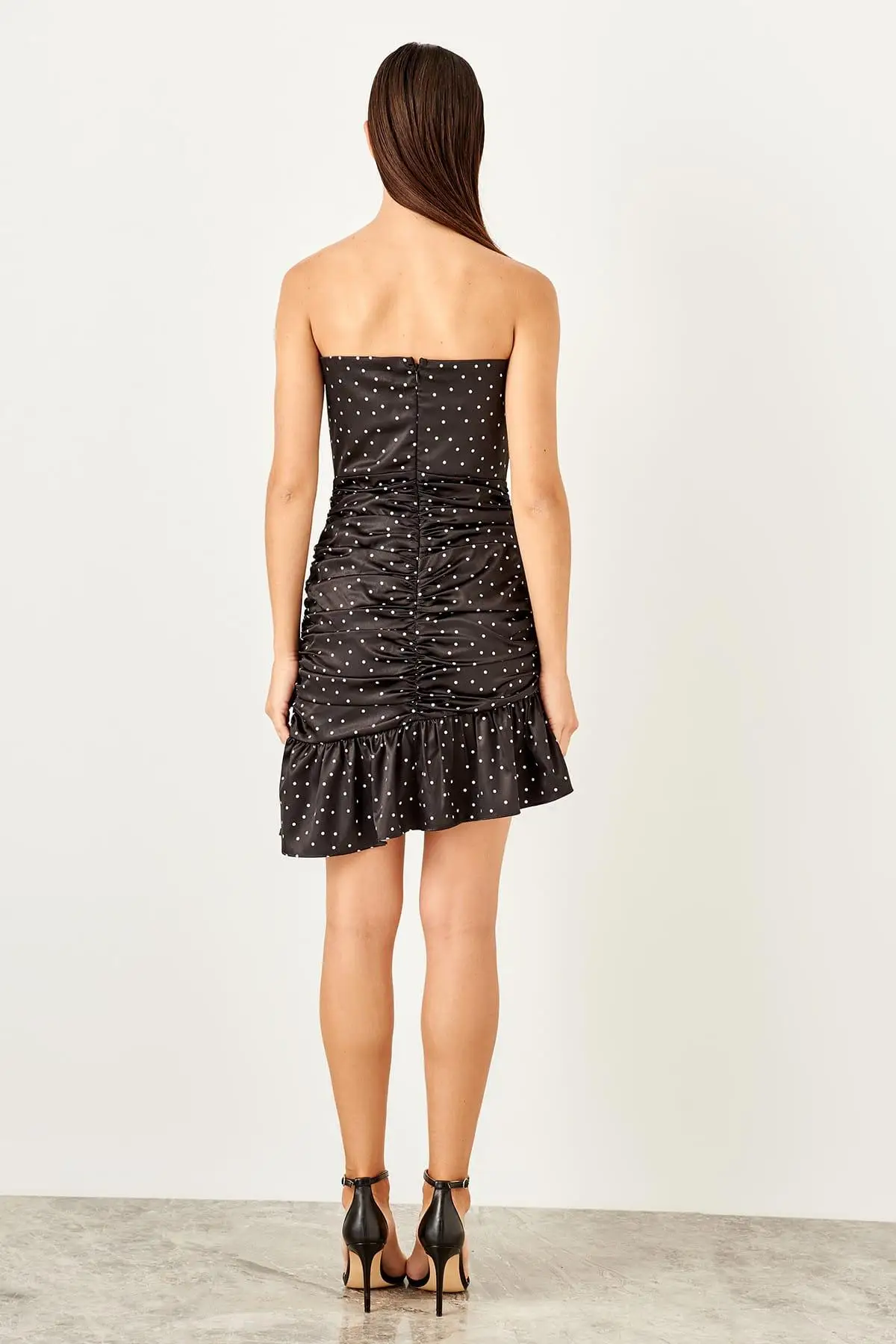 Trendyol черное платье в горошек TPRSS19UZ0110|Платья| |