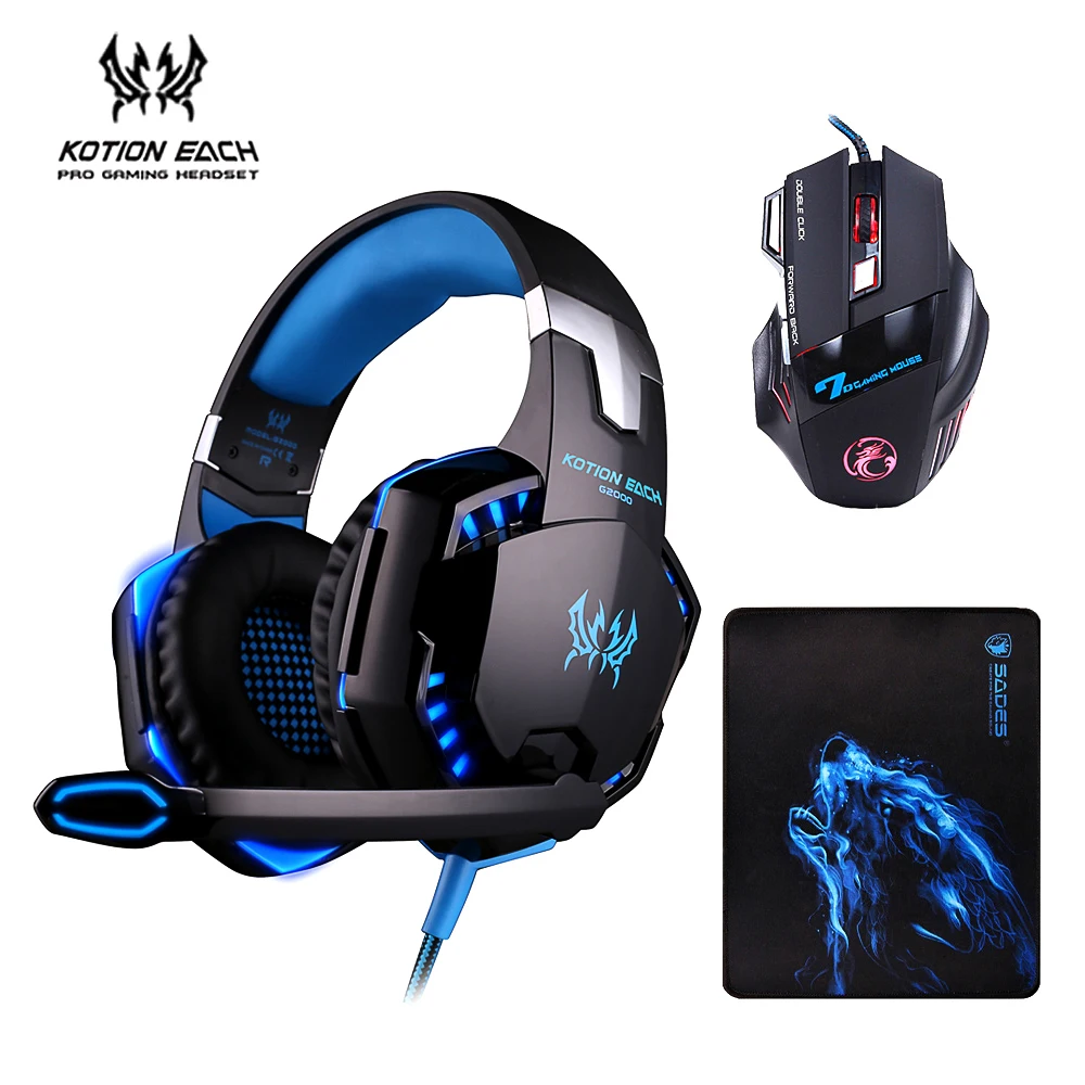 Kotion EACH G2000 Gaming Headset Headphones with Mic + iMice X7 Mouse