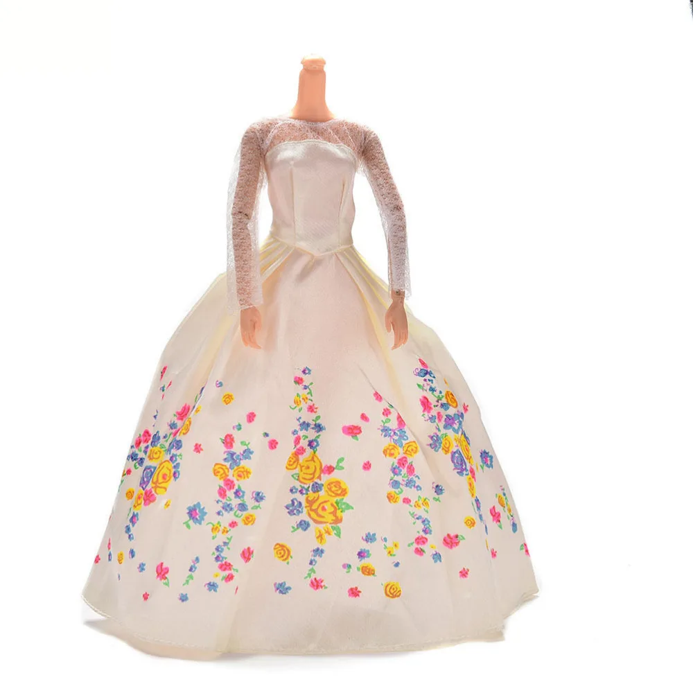 Многослойное Цветочное платье для куклы, Элегантное свадебное платье принцессы ручной работы для куклы, одежда, аксессуары для кукол - Цвет: as pic