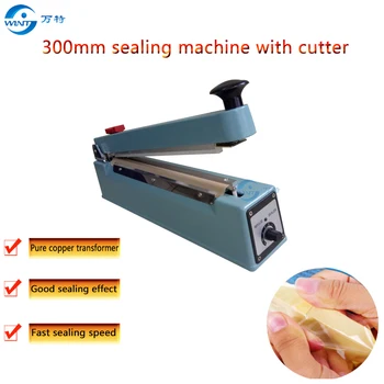 

Free Shipping hand impulse sealer with cutter handheld heat impulse sealer Manual sealing machine Aluminum body