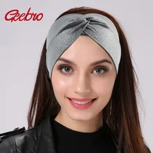 Geebro серебряные, в точку, широкие повязки для женщин, летняя мода, крест, тюрбан с узлом, вязаная повязка на голову для девочек, повязка на голову с бантом