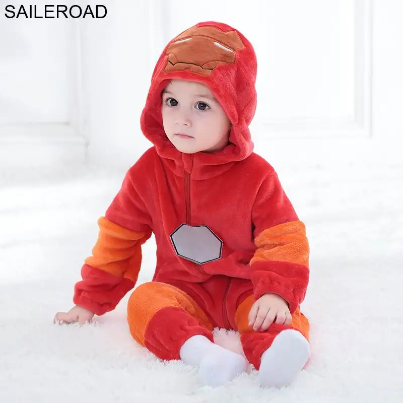 SAILEROAD Детская Одежда для Новых Животных Kigurumi Мультфильм Новорожденных Пижамы Халаты Малыша Пижамы Одежда Мальчики Девочки Ползунки - Цвет: H2495 ironman