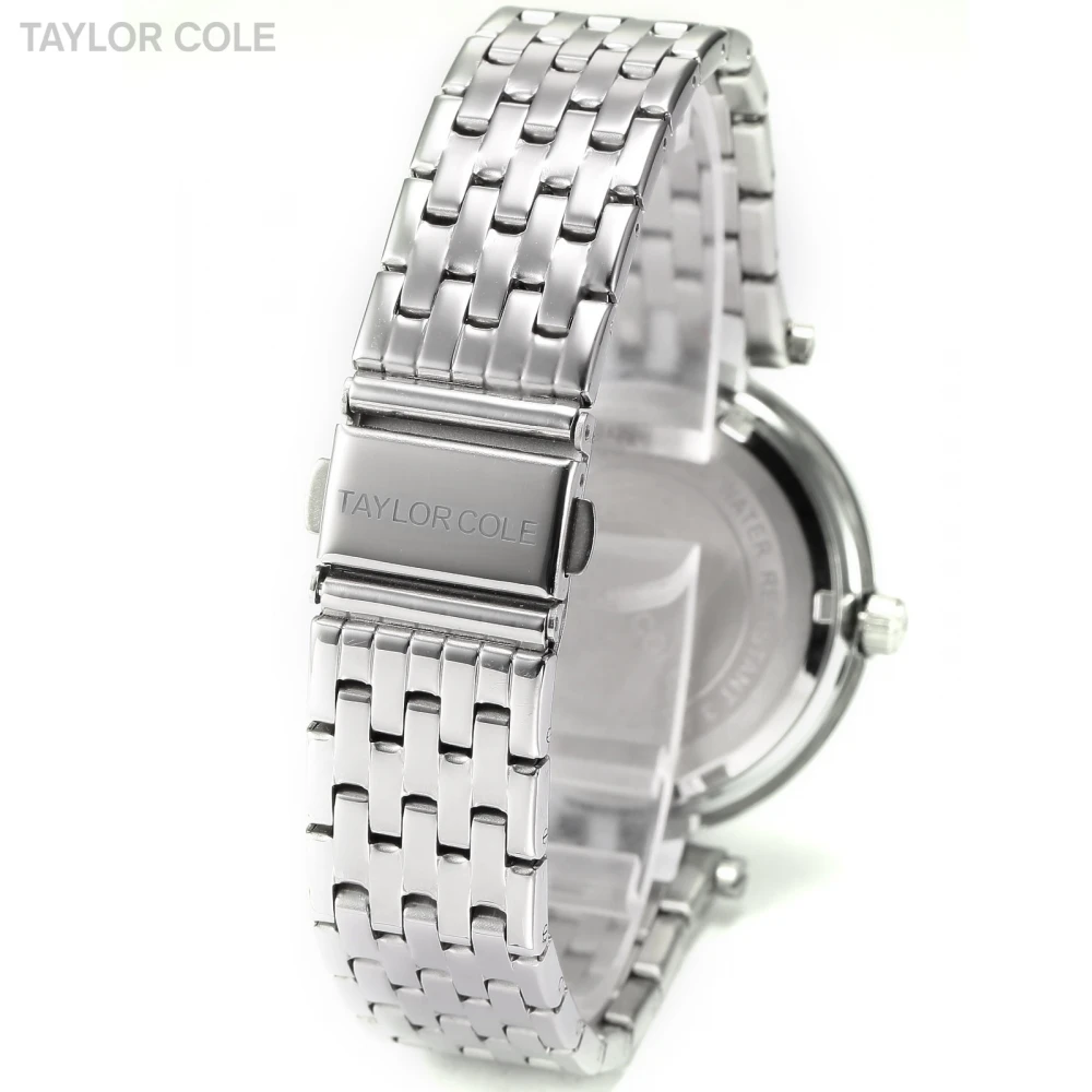 Тейлор коул бренда женщины одеваются часы Relogio Feminino серебро горный хрусталь из нержавеющей стали ремешок леди мода кварцевые часы / TC003