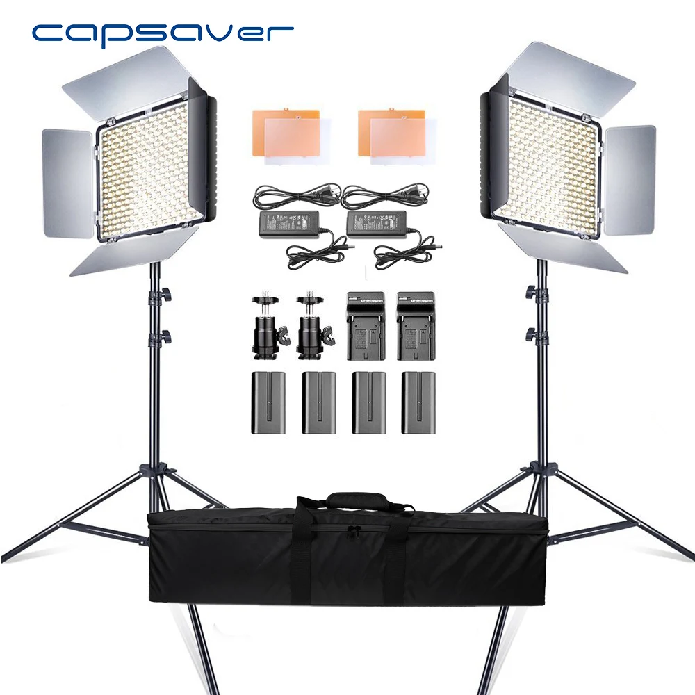 capsaver 2 in 1 Kit LED Video Light Studio Photo LED Panel Photographic Lighting with Tripod Bag Ba - 32878700798