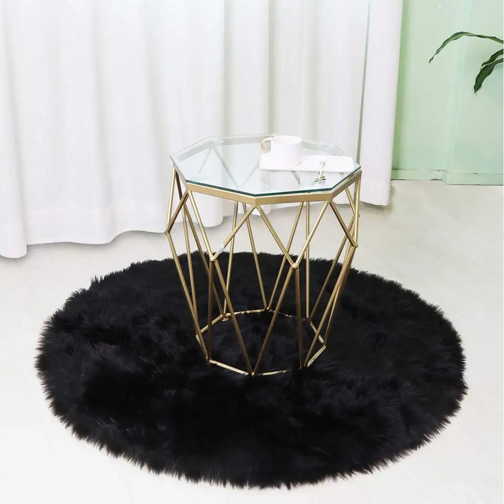 Soft plush tapete area rug office decoration hotel use area rug small size round rug solid anti-slip seat pad for room decor rug