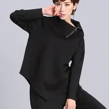 Асимметричная водолазка футболка с молнией женские повседневные топы весенние женские пуловеры с длинными рукавами
