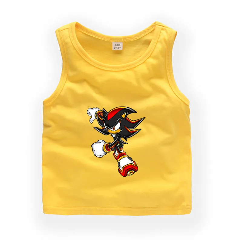 

2T-9T NEW child Sleeveless T-shirt Kids Baby Summer Cute Clothes Boys Girls T shirt Sonic b02