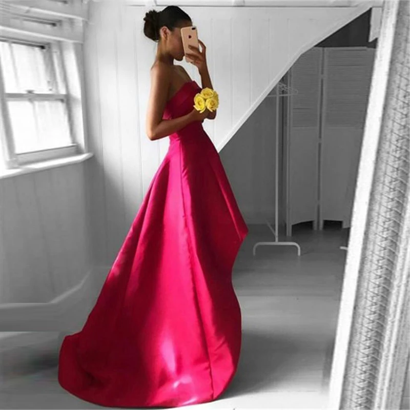 Simple High Low Prom Dresses Strapless 
