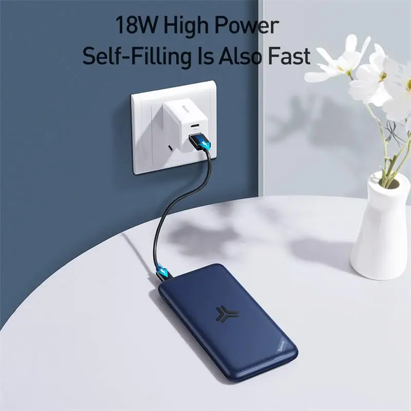 Baseus Qi Wireless Charger Power Bank 10000mAh External Battery 18W Fast Wireless Charging Poverban