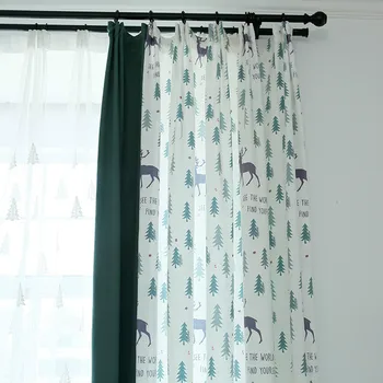 

European and American style cotton and linen North Europen simple curtain living room bedroom window screens, window treatment