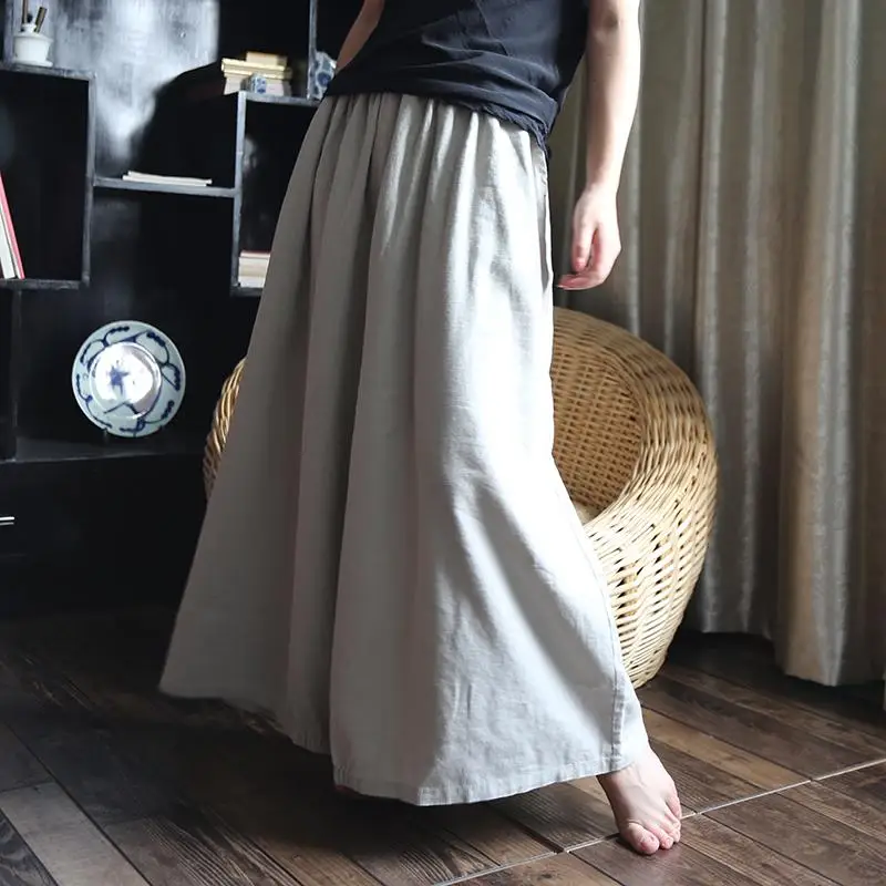 Plus Size Summer Fashion Women Solid Wide Leg Loose Cotton